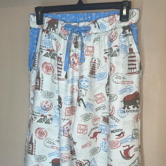 Munki Munki travel themed flannel pajama pants only size small / preowned - Picture 2 of 11